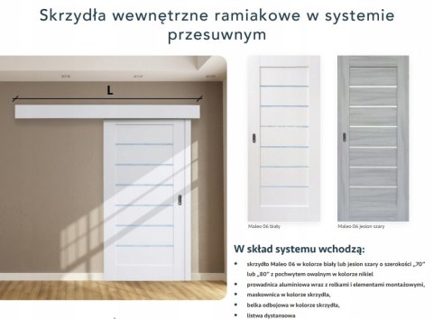 Drzwi Przesuwne Dąb Wiosenny Solidne Komplet Maleo