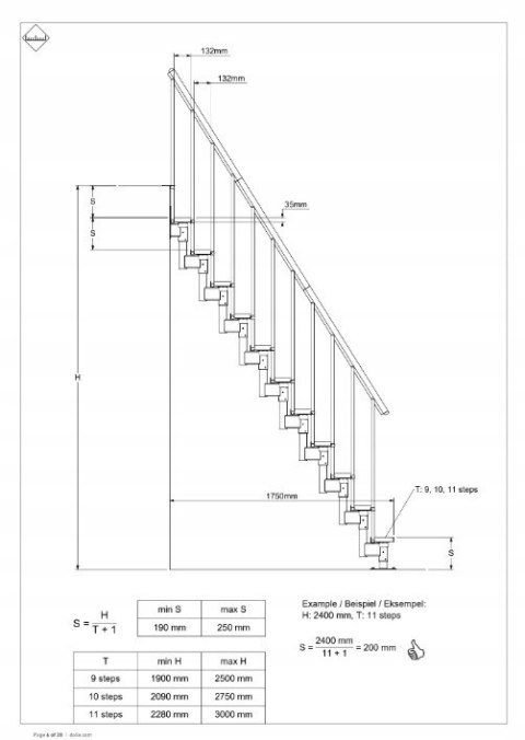 SCHODY MODUŁOWE DALLAS 300 CM ANTRACYT BUK