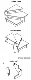 Schody Drewniane Dębowe Zabiegowe Lewe INOX