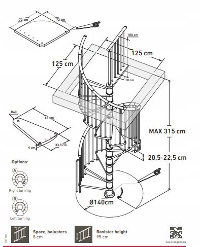 Schody Spiralne Columbia Dąb 120 cm