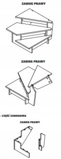 Schody Drewniane Zabiegowe Lewe Bukowe INOX