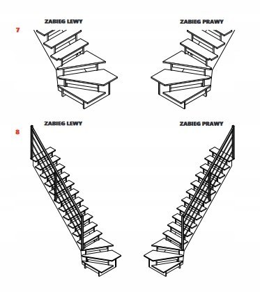 Schody Drewniane Zabiegowe Lewe Bukowe INOX