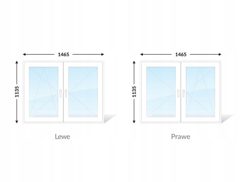 Okno PCV Plastikowe Typowe 2 Szybowe Białe Od Ręki 1465 x 1135