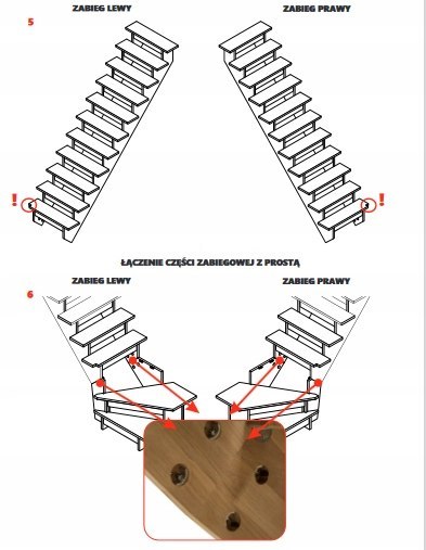 Schody Drewniane Zabiegowe Lewe Bukowe Poręcz Drewniana
