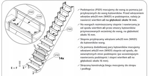 Schody Zębinowe Bukowe Proste z Barierką Drewnianą