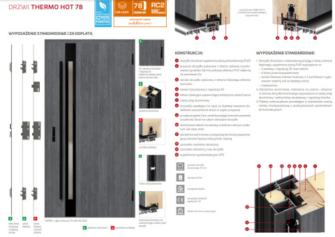 Drzwi zewnętrzne HORN 5 Thermo Erkado Ud=0,67-0,99 Warianty