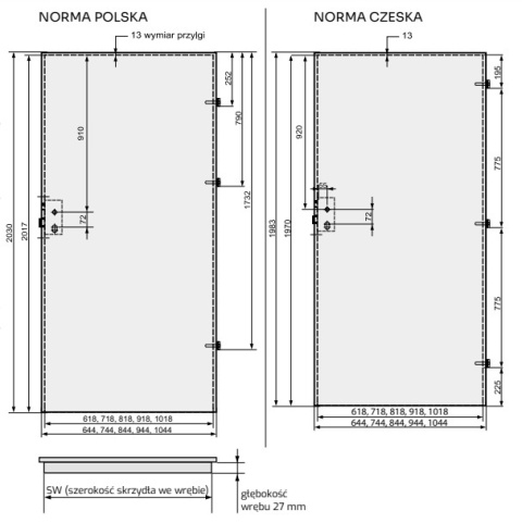 Drzwi Brento 1 Frez EL Wewnętrzne Pełne Ościeżnica Opcja