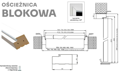Drzwi Pełne Przylgowe z Ościeżnicą Regulowaną lub Stałą Kolory Voster