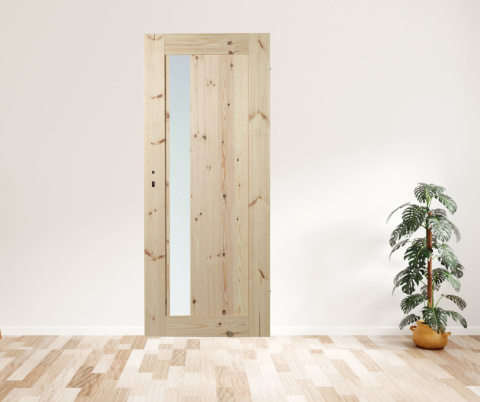 Drzwi drewniane Lamin Glass z Ościeżnicą Stałą lub Regulowaną Zestaw Szkło 1/3 Drzwi drewniane Lamin Glass z Ościeżnicą Stałą lub Regulowaną Zestaw Szkło 1/3