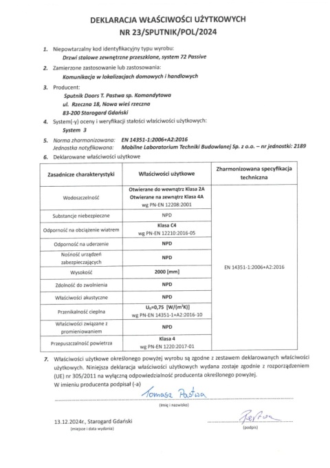 Ciepłe Drzwi Zewnętrzne Stalowe PASIV 72mm GRUBE U=0,75 Antracyt Black