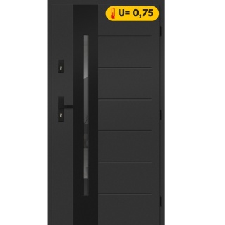 Ciepłe Drzwi Zewnętrzne Stalowe PASIV 72mm GRUBE U=0,75 Antracyt Black