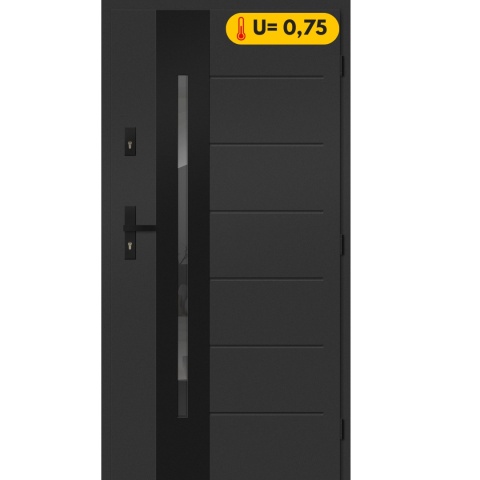 Ciepłe Drzwi Zewnętrzne Stalowe PASIV 72mm GRUBE U=0,75 Antracyt Black