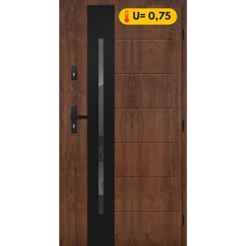 Ciepłe Drzwi Zewnętrzne Stalowe PASIV 72mm GRUBE U=0,75 Orzech Black Ciepłe Drzwi Zewnętrzne Stalowe PASIV 72mm GRUBE U=0,75 Orzech Black