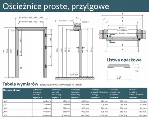 Drzwi Wewnętrzne Moderna Jesion Szary Pokojowe/Łazienkowe Ościeżnica