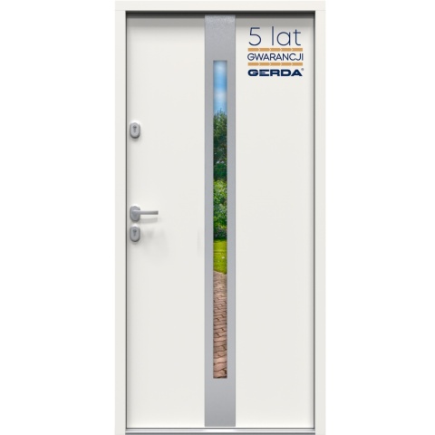 Drzwi Zewnętrzne GERDA TEMPO 75mm SELECT Milano 9 INOX Białe LUSTRO Szybka Realizacja