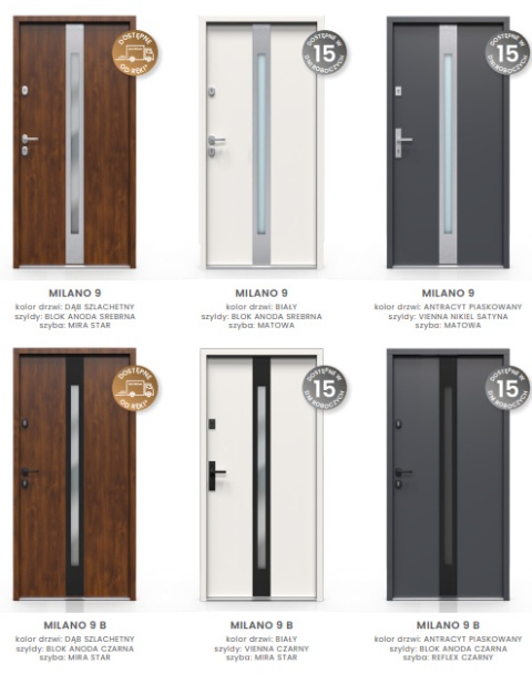 Drzwi Zewnętrzne GERDA TEMPO 75mm SELECT Milano 9 INOX Dąb Szlachetny LUSTRO Szybka Realizacja
