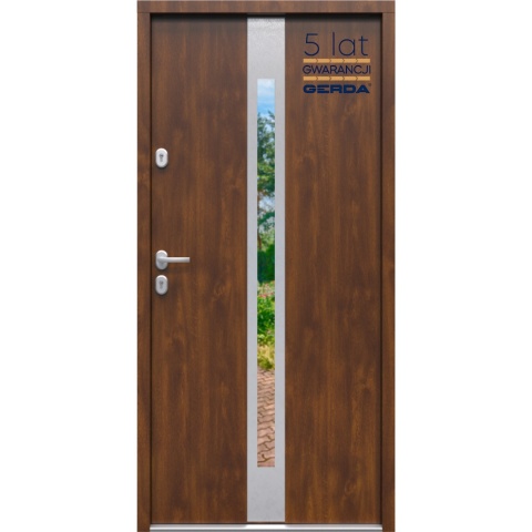 Drzwi Zewnętrzne GERDA TEMPO 75mm SELECT Milano 9 INOX Dąb Szlachetny LUSTRO Szybka Realizacja