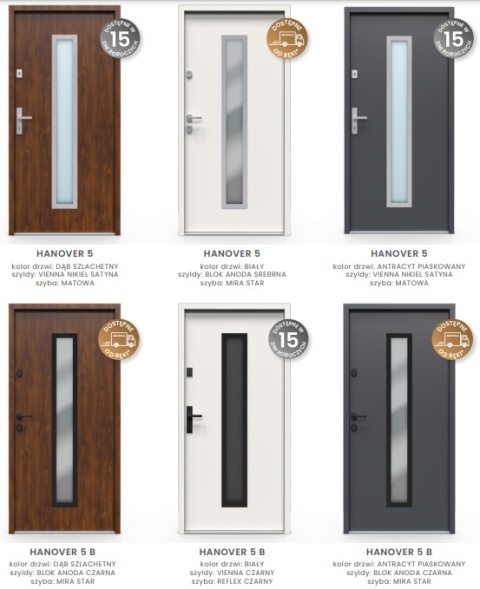 Drzwi Zewnętrzne GERDA TEMPO Hanover 5 INOX 75mm SELECT Antracyt LUSTRO Szybka Realizacja