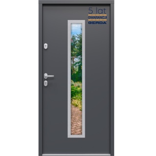 Drzwi Zewnętrzne GERDA TEMPO Hanover 5 INOX 75mm SELECT Antracyt LUSTRO Szybka Realizacja