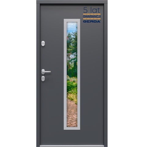 Drzwi Zewnętrzne GERDA TEMPO Hanover 5 INOX 75mm SELECT Antracyt LUSTRO Szybka Realizacja