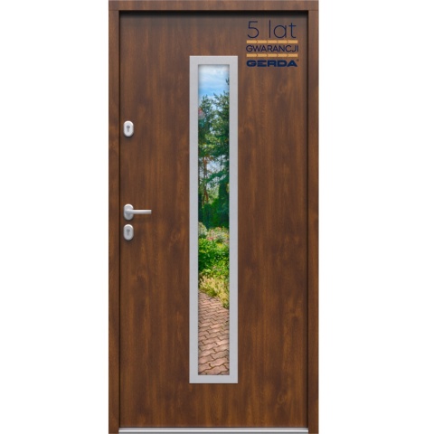 Drzwi Zewnętrzne GERDA TEMPO Hanover 5 INOX 75mm SELECT Dąb Szlechatny LUSTRO Szybka Realizacja