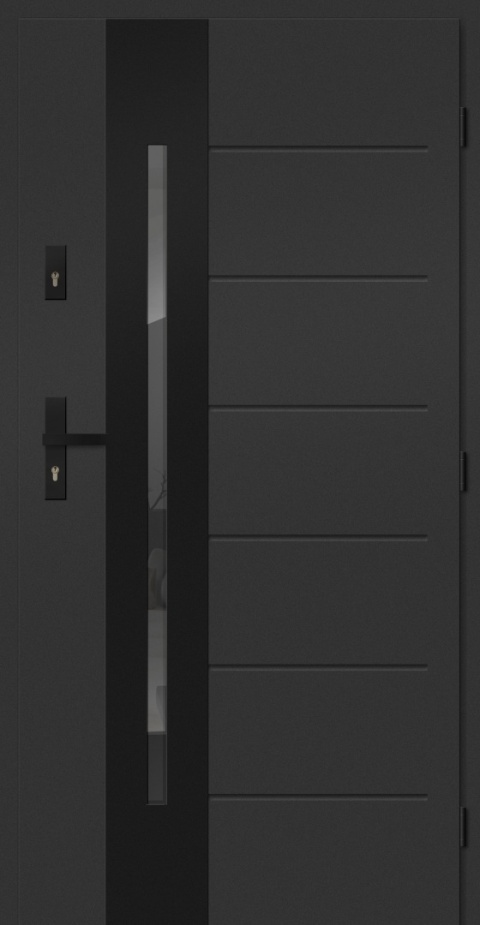 Ciepłe Drzwi Zewnętrzne Stalowe PASIV 72mm GRUBE U=0,75 Antracyt Black