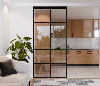 Ścianka Działowa Szklana Loft Profil Aluminiowy Czarny 1 szt. LAGUNA walk-in NA WYMIAR RÓŻNE WZORY
