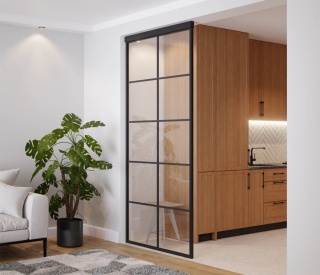 Ścianka Działowa Szklana Loft Profil Aluminiowy Czarny 1 szt. LAGUNA walk-in NA WYMIAR RÓŻNE WZORY