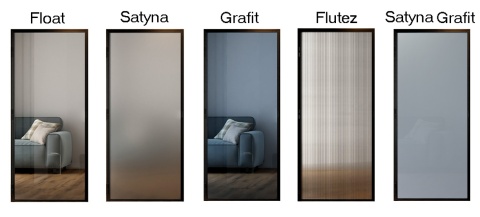 Ścianka Działowa Szklana Loft Profil Aluminiowy Czarny 1 szt. LAGUNA walk-in NA WYMIAR RÓŻNE WZORY