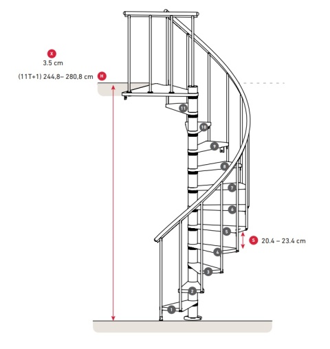Schody Spiralne Calgary Antracyt-Buk Kręcone 140 cm