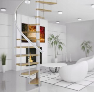 Schody Spiralne Calgary Białe-Buk Kręcone 120 cm