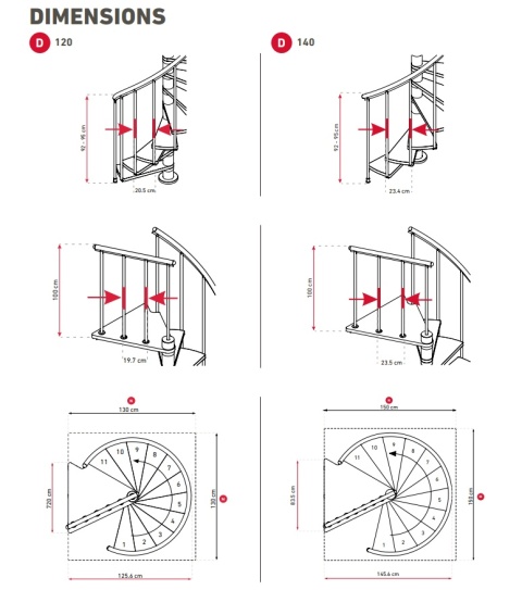 Schody Spiralne Calgary Białe-Buk Kręcone 140 cm Schody Spiralne Calgary Białe-Buk Kręcone 140 cm