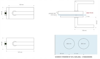 Zestaw Okuć do drzwi szklanych SLIM PRO Srebrne INOX zamek na wkładkę patent