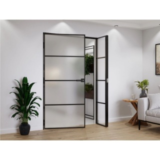 Drzwi Dwuskrzydłowe Industrial Loft Aluminium Satyna 4 pola 1238 X 2080 Lewe