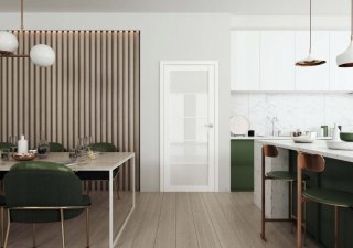 Drzwi Szklone LOFT 40 Biały Mat Szyba Mleczna Szprosy 90 Prawe OUTLET