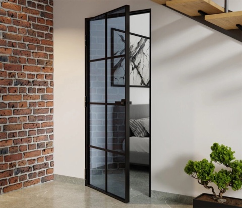 Drzwi Aluminiowe Float 8 pól Slim Loft Komplet z Ościeżnica Szyba Grafit