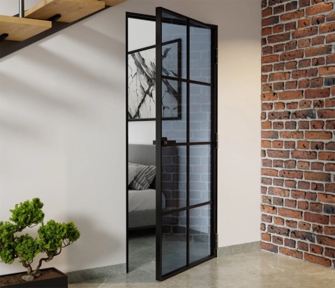 Drzwi Aluminiowe Float 8 pól Slim Loft Komplet z Ościeżnica Szyba Grafit