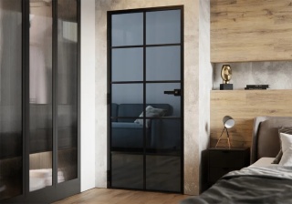 Drzwi Aluminiowe Float 8 pól Slim Loft Komplet z Ościeżnica Szyba Grafit