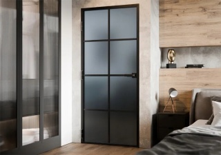 Drzwi Aluminiowe Float 8 pól Slim Loft Komplet z Ościeżnica Szyba Grafit-Satyna