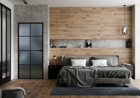Drzwi Aluminiowe Float 8 pól Slim Loft Komplet z Ościeżnica Szyba Grafit-Satyna