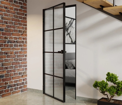 Drzwi Aluminiowe Float 8 pól Slim Loft Komplet z Ościeżnica Szyba Flutez