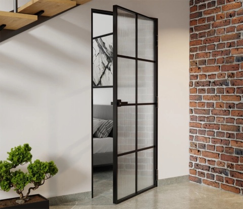 Drzwi Aluminiowe Float 8 pól Slim Loft Komplet z Ościeżnica Szyba Flutez