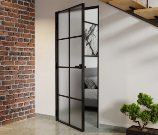 Drzwi Aluminiowe Float 8 pól Slim Loft Komplet z Ościeżnica Szyba Satyna