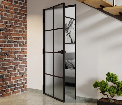 Drzwi Aluminiowe Float 8 pól Slim Loft Komplet z Ościeżnica Szyba Satyna