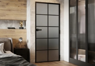Drzwi Aluminiowe Float 8 pól Slim Loft Komplet z Ościeżnica Szyba Satyna