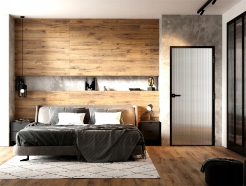 Drzwi Aluminiowe Float Slim Loft Komplet z Ościeżnica Szyba Flutez Bez Wzoru
