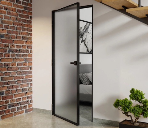 Drzwi Aluminiowe Float Slim Loft Komplet z Ościeżnica Szyba Satyna Bez Wzoru