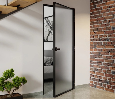 Drzwi Aluminiowe Float Slim Loft Komplet z Ościeżnica Szyba Satyna Bez Wzoru
