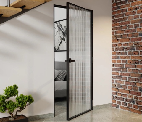 Drzwi Aluminiowe Float Slim Loft Komplet z Ościeżnica Szyba Flutez Bez Wzoru