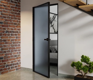 Drzwi Aluminiowe Float Slim Loft Komplet z Ościeżnica Szyba Satyna-Grafit Bez Wzoru